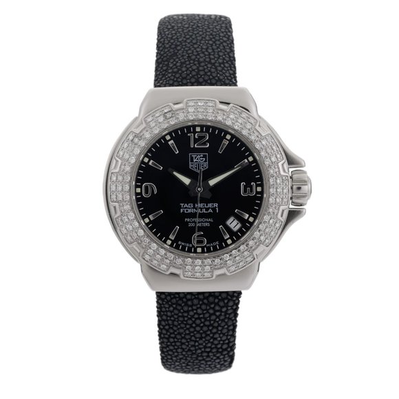 Tag Heuer Formula 1 WAC1214 Diamond Bezel 37mm Black Dial Ladies Watch - Picture 1 of 6